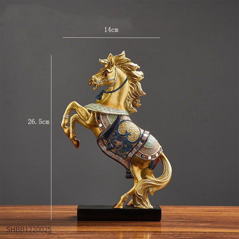 Rearing Gold Horses Resin Ornaments