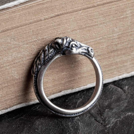 Mens 925 Sterling Silver Vintage Horse Head Ring