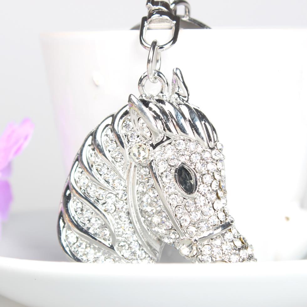 Silver & Crystal Horse Head Handbag Pendant