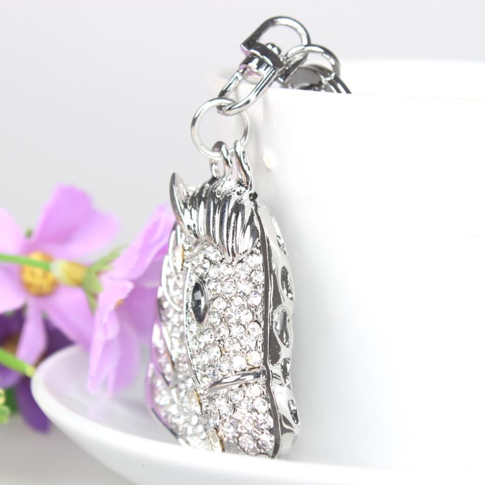 Silver & Crystal Horse Head Handbag Pendant