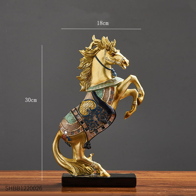 Rearing Gold Horses Resin Ornaments