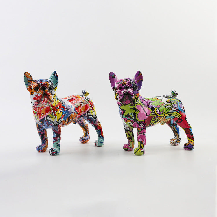 Colourful Resin French Bulldogs