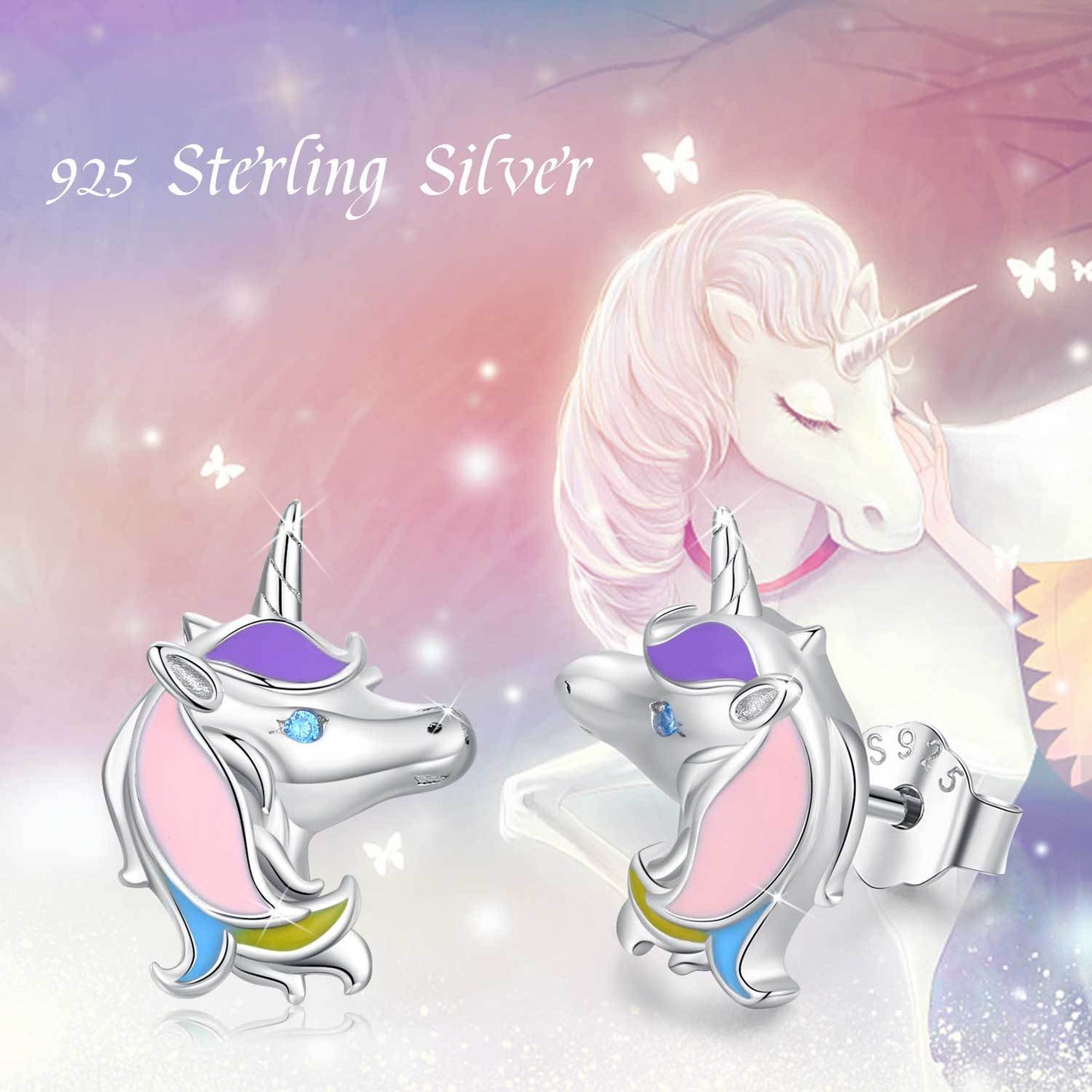 Unicorn Earrings 925 Sterling Silver