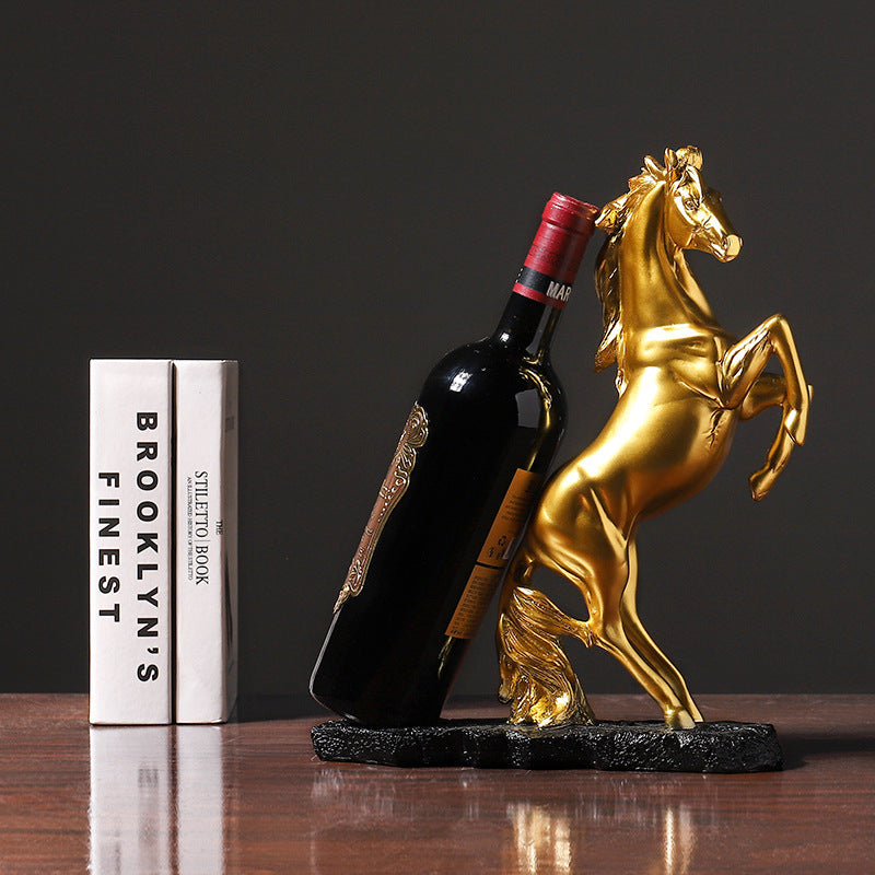 'Golden Horse' Wine Bottle Stand