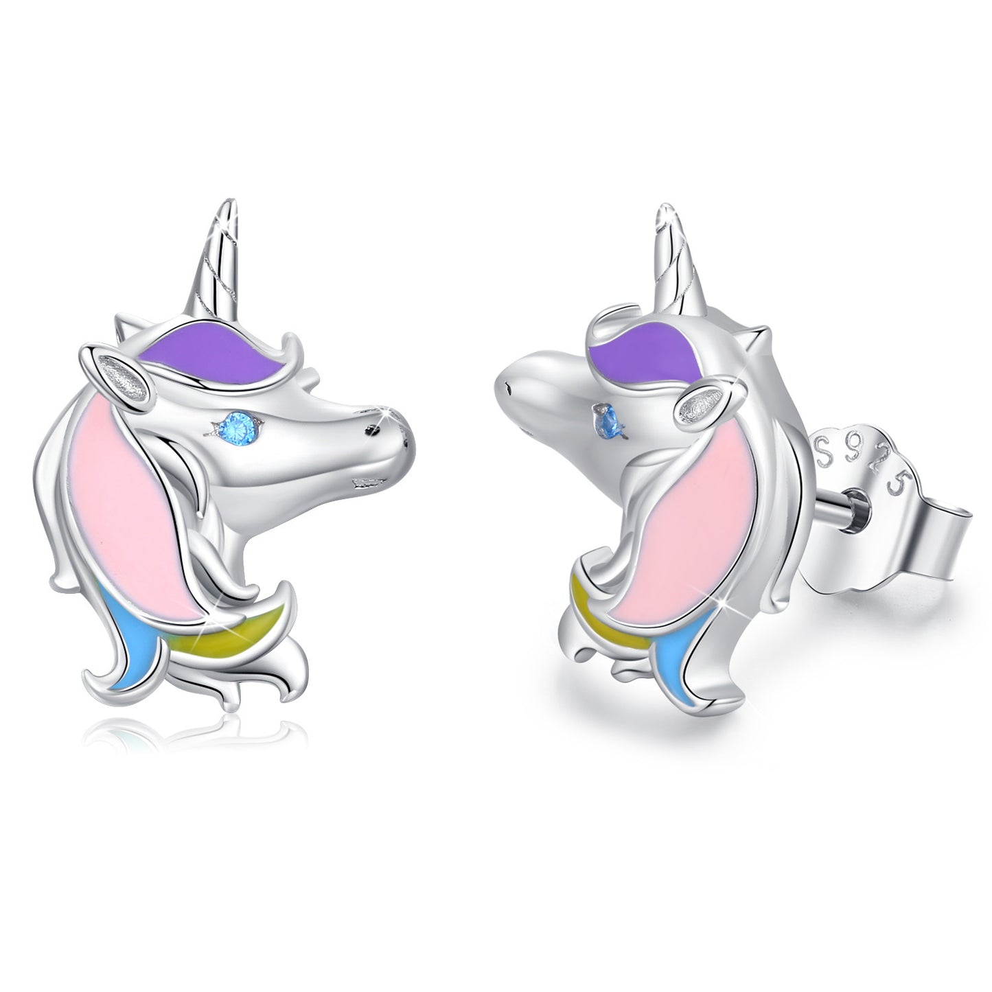 Unicorn Earrings 925 Sterling Silver