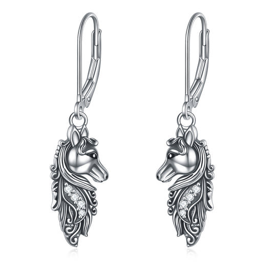 Sterling Silver Horse Horse Head Drop Earrings