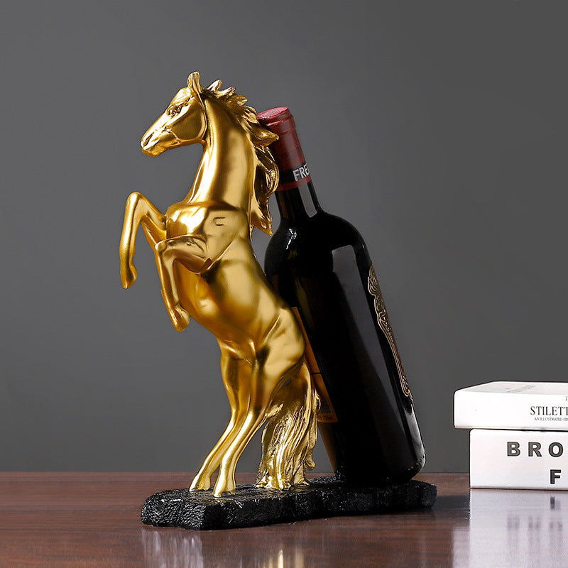 'Golden Horse' Wine Bottle Stand